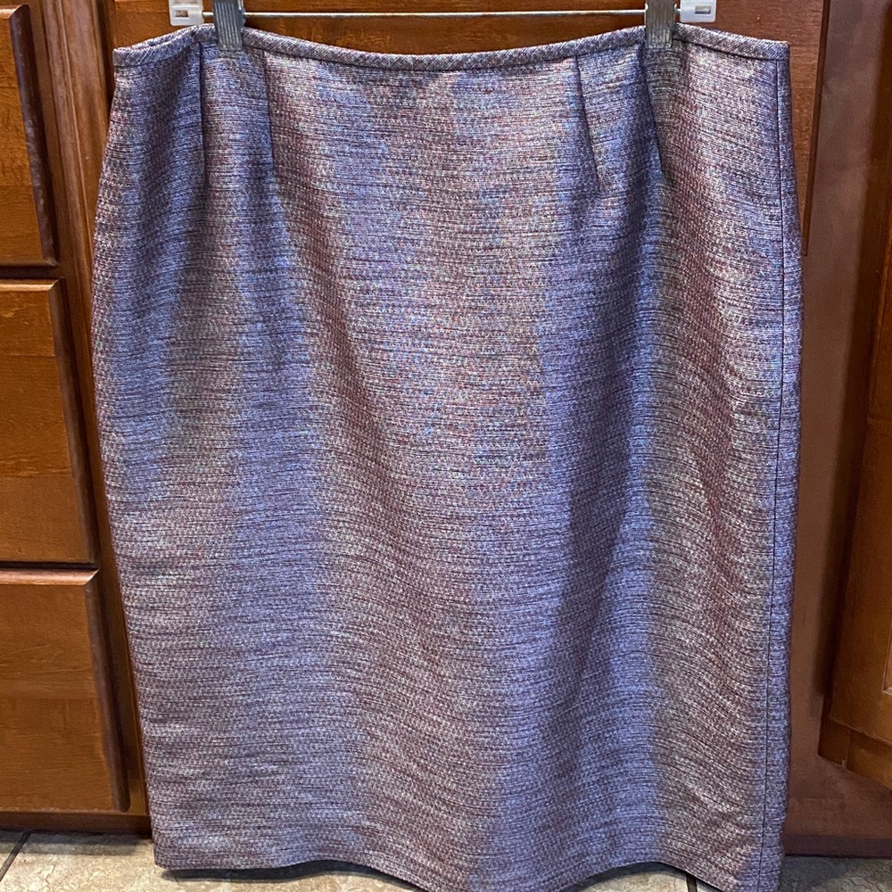 Kasper Shimmering Mauve & Blue Size 16 Tweed Pencil Skirt Career Office